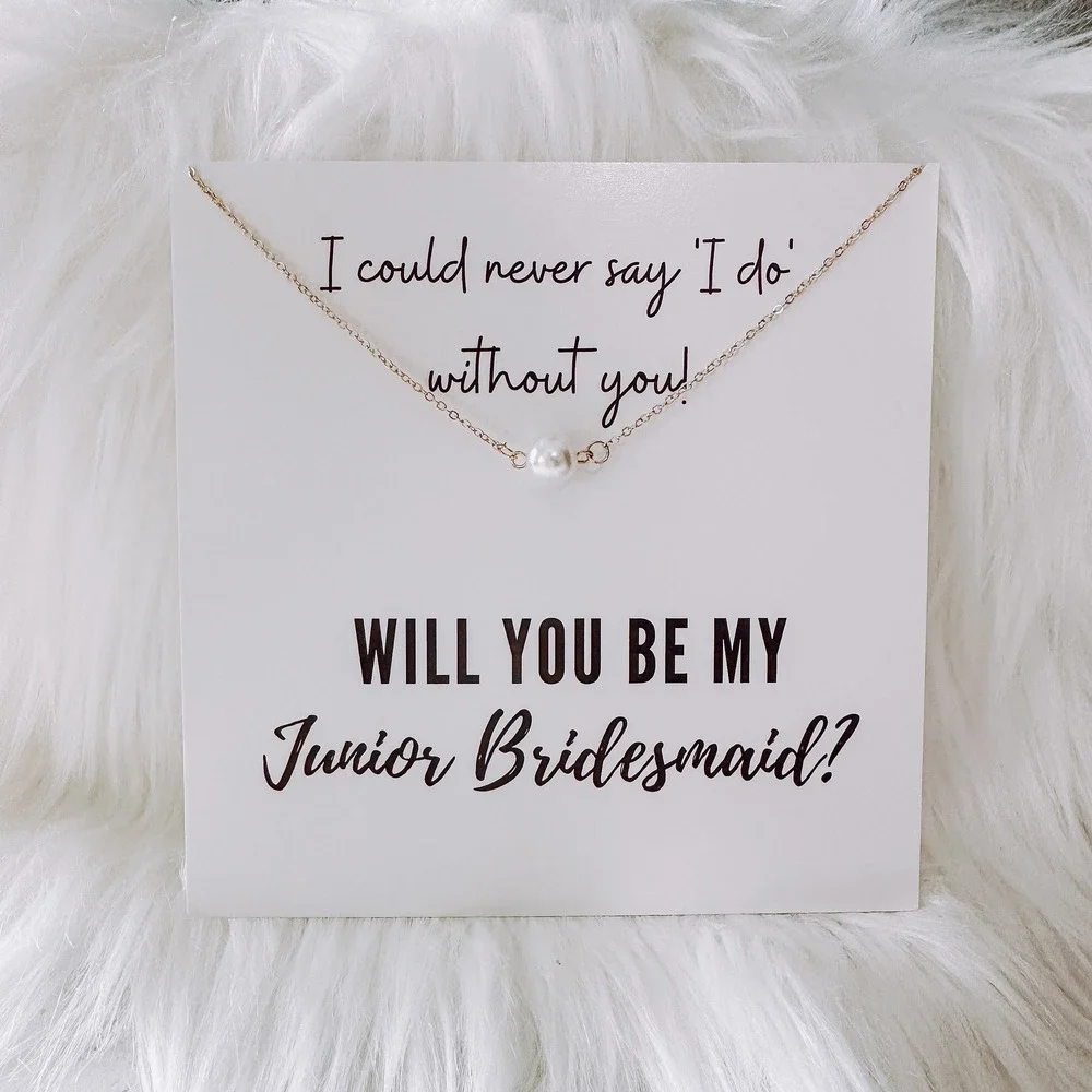 Handmade Junior Bridesmaid Faux Pearl Pendant Necklace Wedding Proposal Gift